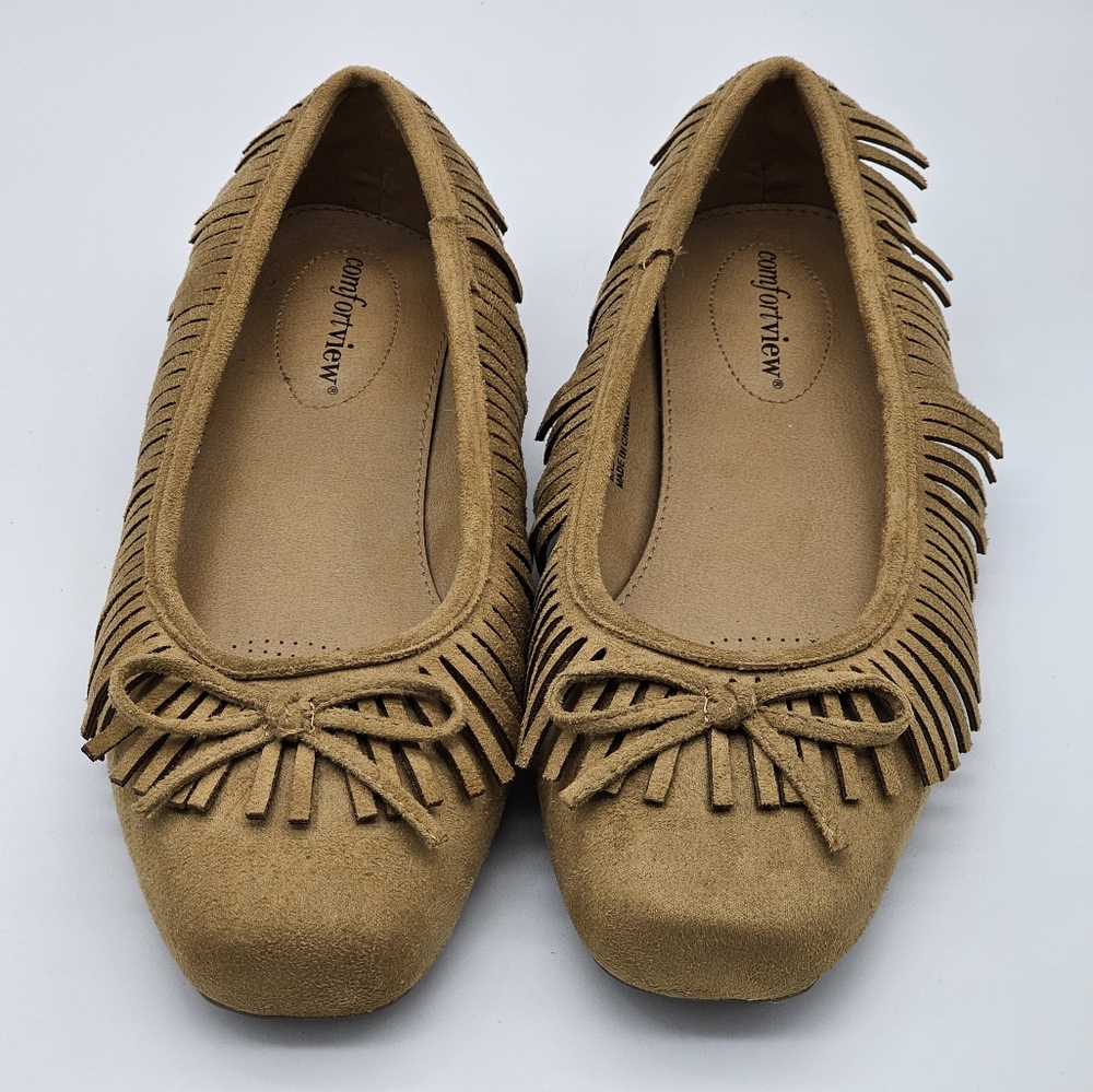 Comfort View Fringe Moccasin Flats 8